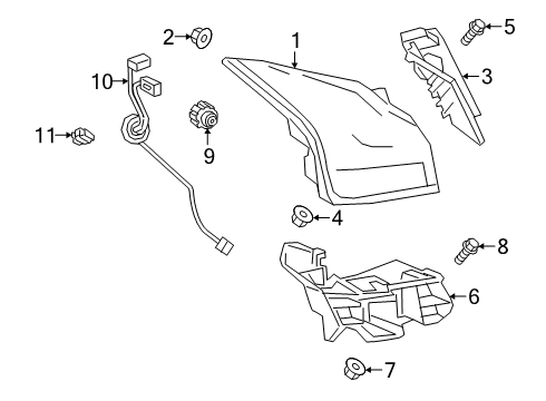 2021 Lexus UX250h Tail Lamps RETAINER, RR Bumper Diagram for 52562-76020