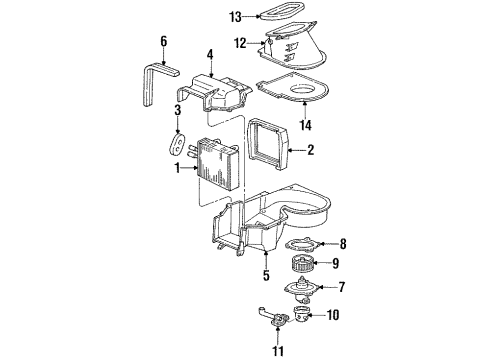 1996 Mercury Villager A/C Evaporator & Heater Components Fan Diagram for F1HZ-18504-A