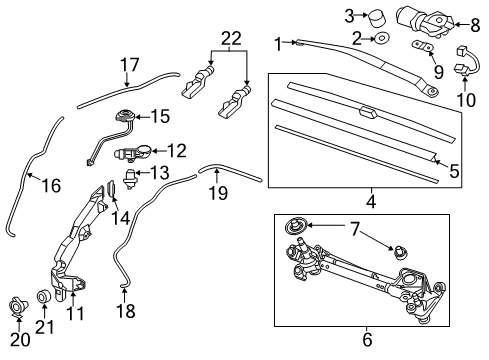 2013 Honda CR-V Wiper & Washer Components Motor Complete Wiper Diagram for 76710-T0A-003