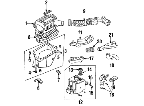 1995 Honda Accord Filters Tube, Air Flow Diagram for 17228-P0B-A00