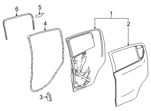 2014 Chevrolet Spark Rear Door Weatherstrip On Body Diagram for 95987988