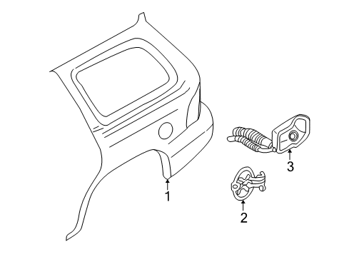 2003 Dodge Durango Quarter Panel & Components Housing-Fuel Filler Diagram for 52102401AB