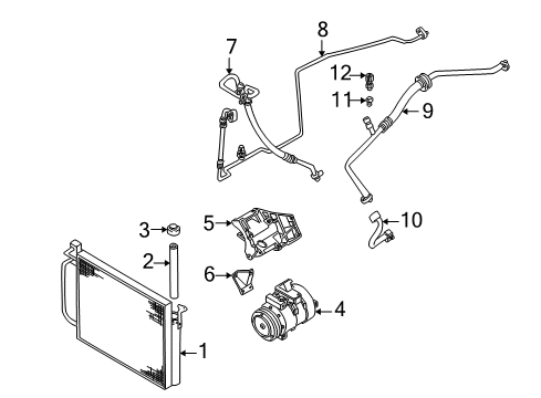 2000 BMW X5 A/C Condenser, Compressor & Lines Connector Suction Pipe Diagram for 64538386166