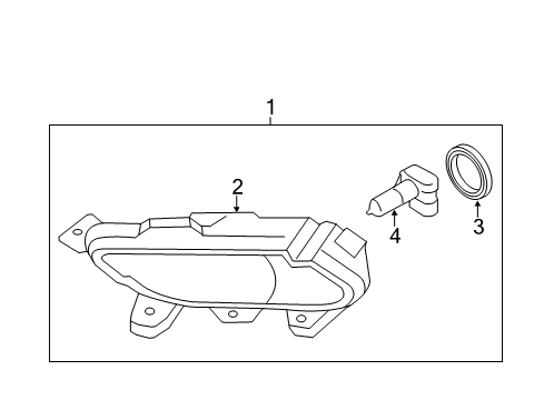 2014 Hyundai Sonata Chassis Electrical - Fog Lamps Front Driver Side Fog Light Assembly Diagram for 92201-3Q100