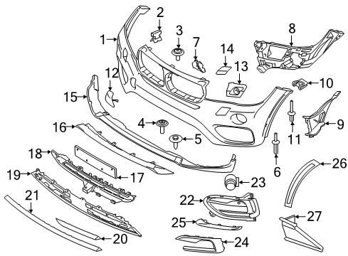 2018 BMW X6 Front Bumper Cover, External Engine Oil Cooler, Right Diagram for 51117319774