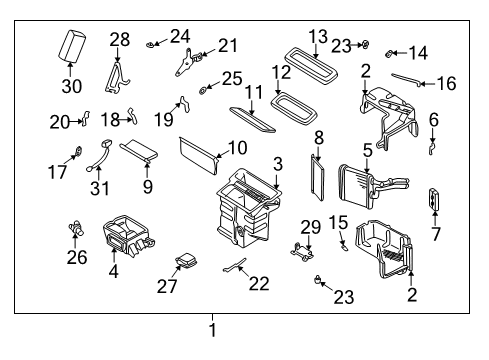 1997 Nissan Pathfinder Heater Core & Control Valve Clip-Temp Cable Diagram for 27137-50Y00