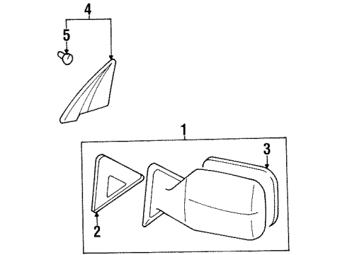 1996 Lexus LX450 Outside Mirrors Mirror Assy, Outer Rear View, LH Diagram for 87940-60130-E1