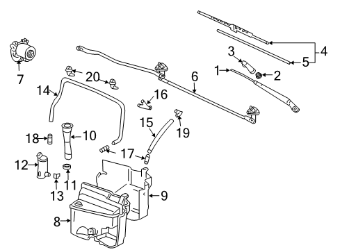 2001 Toyota Land Cruiser Wiper & Washer Components Rear Arm Diagram for 85241-60070