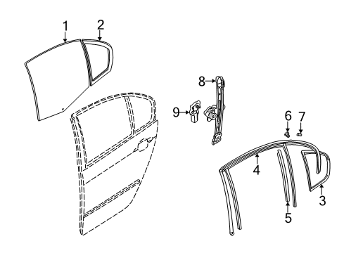 1999 BMW 328i Rear Door Rear Right Window Regulator Diagram for 51358212100