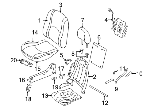 2008 Ford Escape Power Seats Seat Cushion Pad Diagram for 8L8Z-78632A22-D