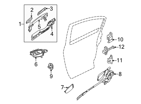 2007 Nissan Altima Rear Door Rear Door Outside Handle Assembly Right Diagram for 82606-JA57A