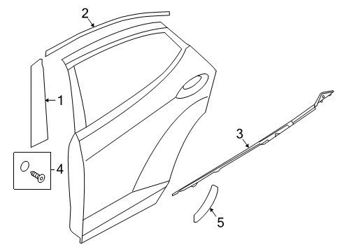 2017 Hyundai Elantra Exterior Trim - Rear Door Weatherstrip Assembly-Rear Door Belt Outside LH Diagram for 83210-F2000