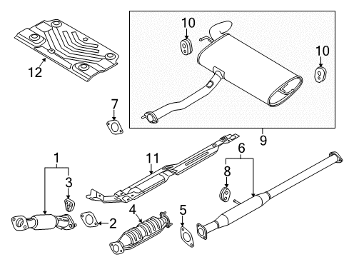 2014 Kia Sportage Exhaust Components Center Muffler Complete Diagram for 286003W950