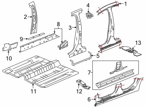 2014 Buick Regal Center Pillar & Rocker, Floor Insulator Diagram for 20922053