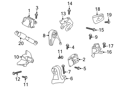 2004 Dodge Stratus Engine & Trans Mounting Bolt-HEXAGON Head Diagram for 6101611