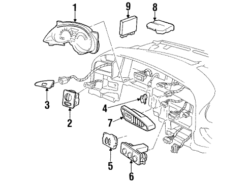 1997 Pontiac Grand Prix A/C & Heater Control Units Heater & Air Conditioner Control Assembly Diagram for 16244512