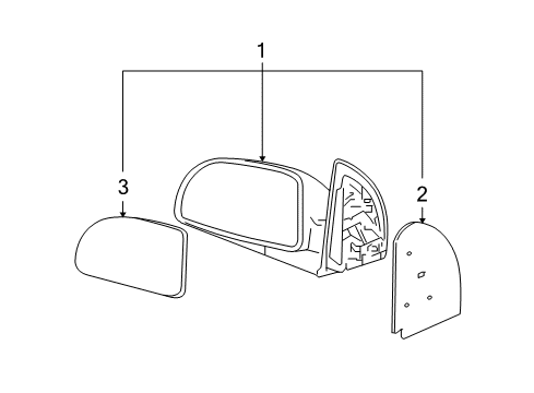 2008 Pontiac Torrent Outside Mirrors Mirror Assembly Diagram for 19169156