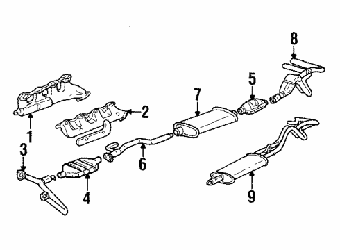 1990 GMC K3500 Exhaust Components, Exhaust Manifold Exhaust Muffler Assembly (W/ Exhaust Pipe Diagram for 15611402