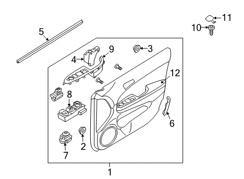 2012 Hyundai Elantra Mirrors Switch Assembly-Outside Mirror Control Diagram for 93540-2L100