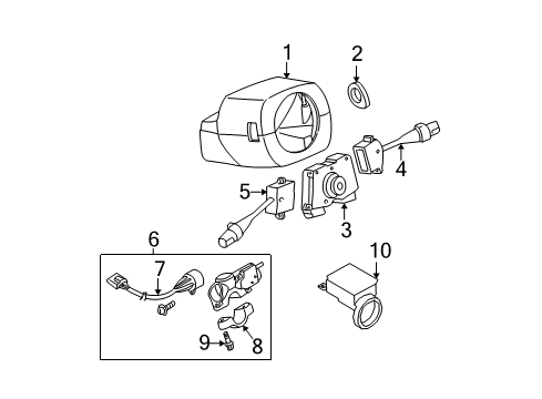 2001 Nissan Sentra Ignition Lock Lock Set-Steering Diagram for D8700-6J025