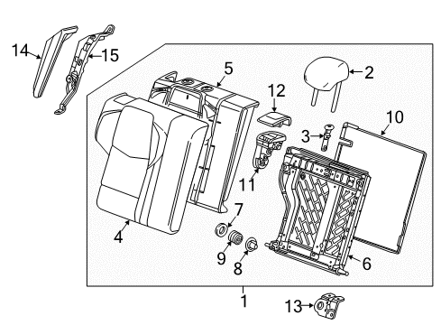 2017 Cadillac ATS Rear Seat Components Bolster Diagram for 23374578
