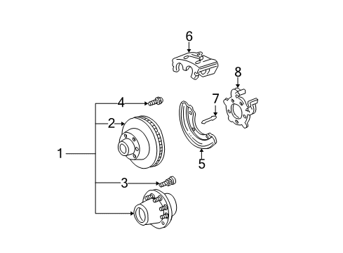 2005 Ford F-250 Super Duty Rear Brakes Adapter Diagram for 5C3Z-2B134-BA