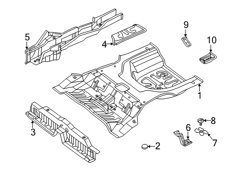 2004 Hyundai XG350 Rear Body - Floor & Rails Panel-Rear Floor Diagram for 65511-39200