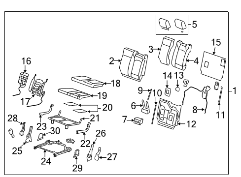 2009 Chevrolet Traverse Third Row Seats Cover-Rear Seat Reclining Inner Finish *Dark Titanium Diagram for 25956820