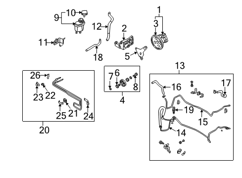 2003 Infiniti M45 Belts & Pulleys Power Steering Pump Assembly Diagram for 49110-CR900