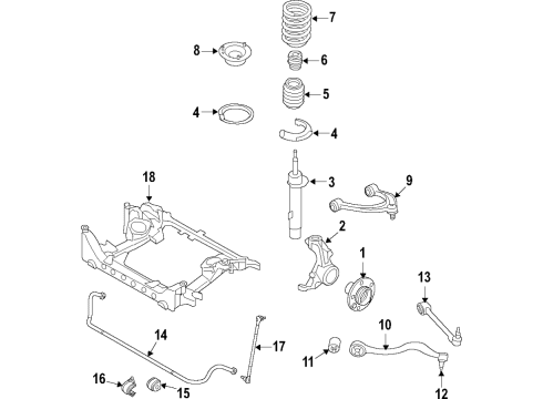 2018 BMW 650i xDrive Front Suspension, Lower Control Arm, Upper Control Arm, Ride Control, Stabilizer Bar, Suspension Components Stabilizer Front With Rubber Mounting Diagram for 31356795050