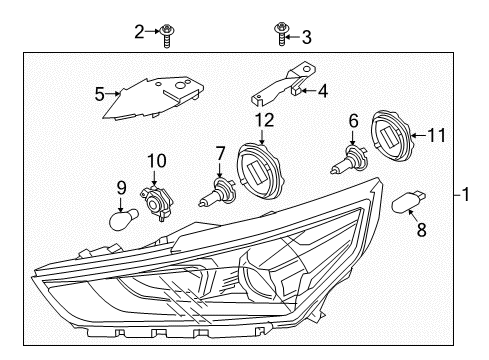 2017 Hyundai Ioniq Headlamps Front Turn Signal Lamp Holder Assembly Diagram for 92166-G2050