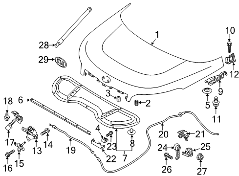 2018 Kia Soul Hood & Components, Exterior Trim Cable Assembly-Hood Latch Diagram for 81190B2100