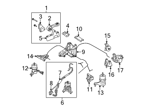 2013 Toyota Highlander Engine & Trans Mounting Mount Bracket Stay Diagram for 12313-0P080