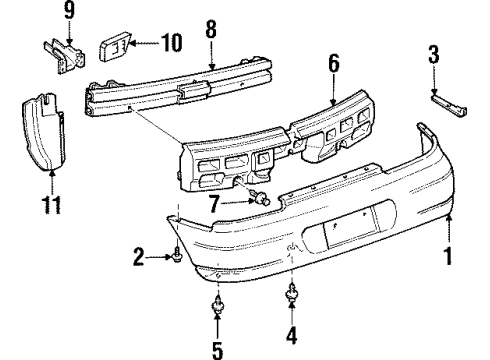 1999 Pontiac Grand Prix Rear Bumper Shield-Rear Bumper Fascia Splash (RH) *Black Diagram for 10446019