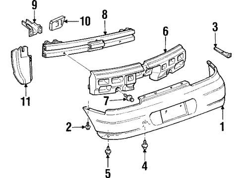 1999 Pontiac Grand Prix Rear Bumper Shield-Rear Bumper Fascia Splash *Black Diagram for 10296737