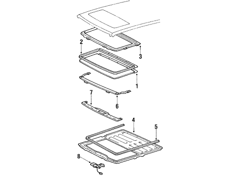 1988 Toyota Tercel Sunroof Handle Assy, Sliding Roof Regulator Diagram for 69280-14011-18