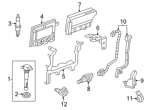 2012 Honda Civic Ignition System Coil Assembly A, Plug Top Diagram for 30520-RBJ-003