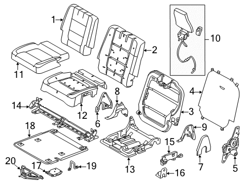 2013 Ford Police Interceptor Utility Third Row Seats Seat Back Pad Diagram for BB5Z-7866800-D