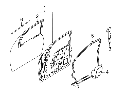 2007 Ford Focus Door & Components Weatherstrip Diagram for 6S4Z-6120708-A