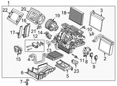 2016 Ford C-Max A/C & Heater Control Units Evaporator Assembly Diagram for BV6Z-19B555-CZ