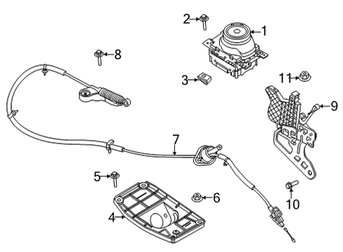 2021 Ford Mustang Gear Shift Control - AT Gear Shift Assembly Diagram for JR3Z-7210-AG
