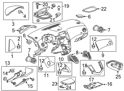 2012 Chevrolet Cruze Cluster & Switches, Instrument Panel Sight Shield Clip Diagram for 11571006