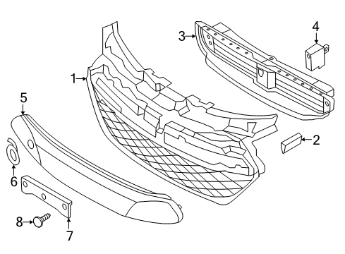 2015 Hyundai Sonata Grille & Components Front Bumper Center Grille Diagram for 86560-4R300