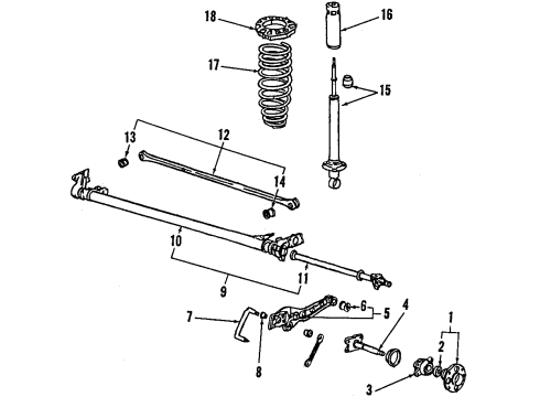 1984 Honda Civic Rear Axle, Suspension Components Spindle Assembly, Left Rear Wheel Diagram for 52211-SB2-000