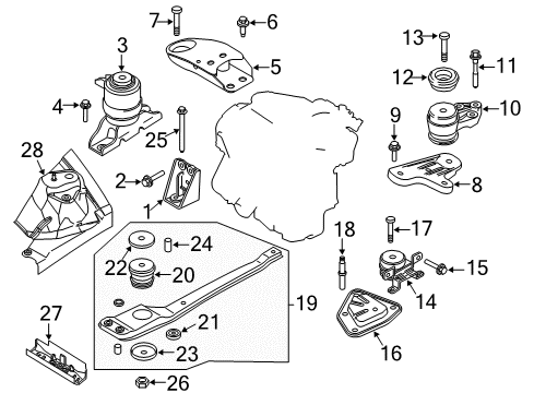 2002 Ford Escape Engine & Trans Mounting Reinforce Bracket Diagram for YL8Z-6K018-AA