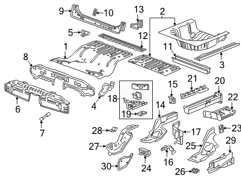 2020 Buick Regal Sportback Rear Body - Floor & Rails Inner Rail Extension Diagram for 23254345