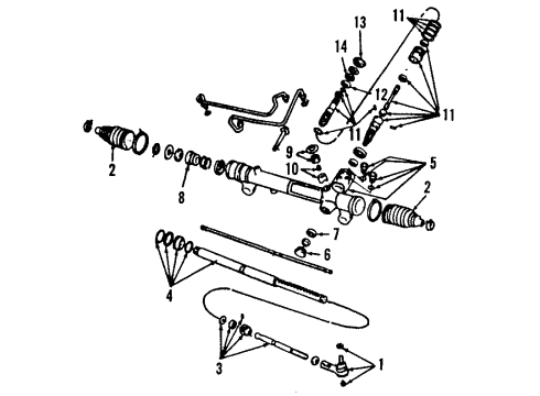 1998 Lincoln Mark VIII P/S Pump & Hoses, Steering Gear & Linkage Bearing Diagram for F5TZ-3D525-A