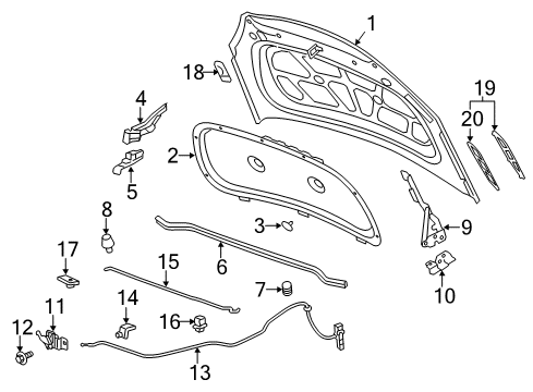 2014 Buick Verano Hood & Components, Exterior Trim Support Rod Diagram for 20985077