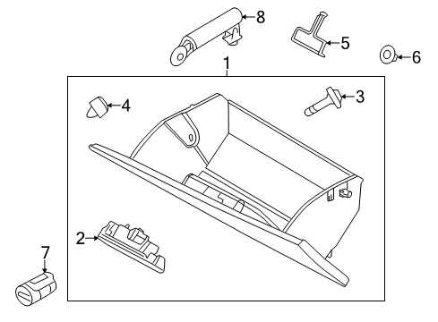2014 Ford Taurus Glove Box Glove Box Assembly Diagram for DG1Z-54060T10-AA