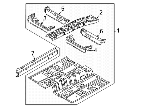 2022 Hyundai Sonata Floor & Rails Crossmember, LH Diagram for 65175-L1000